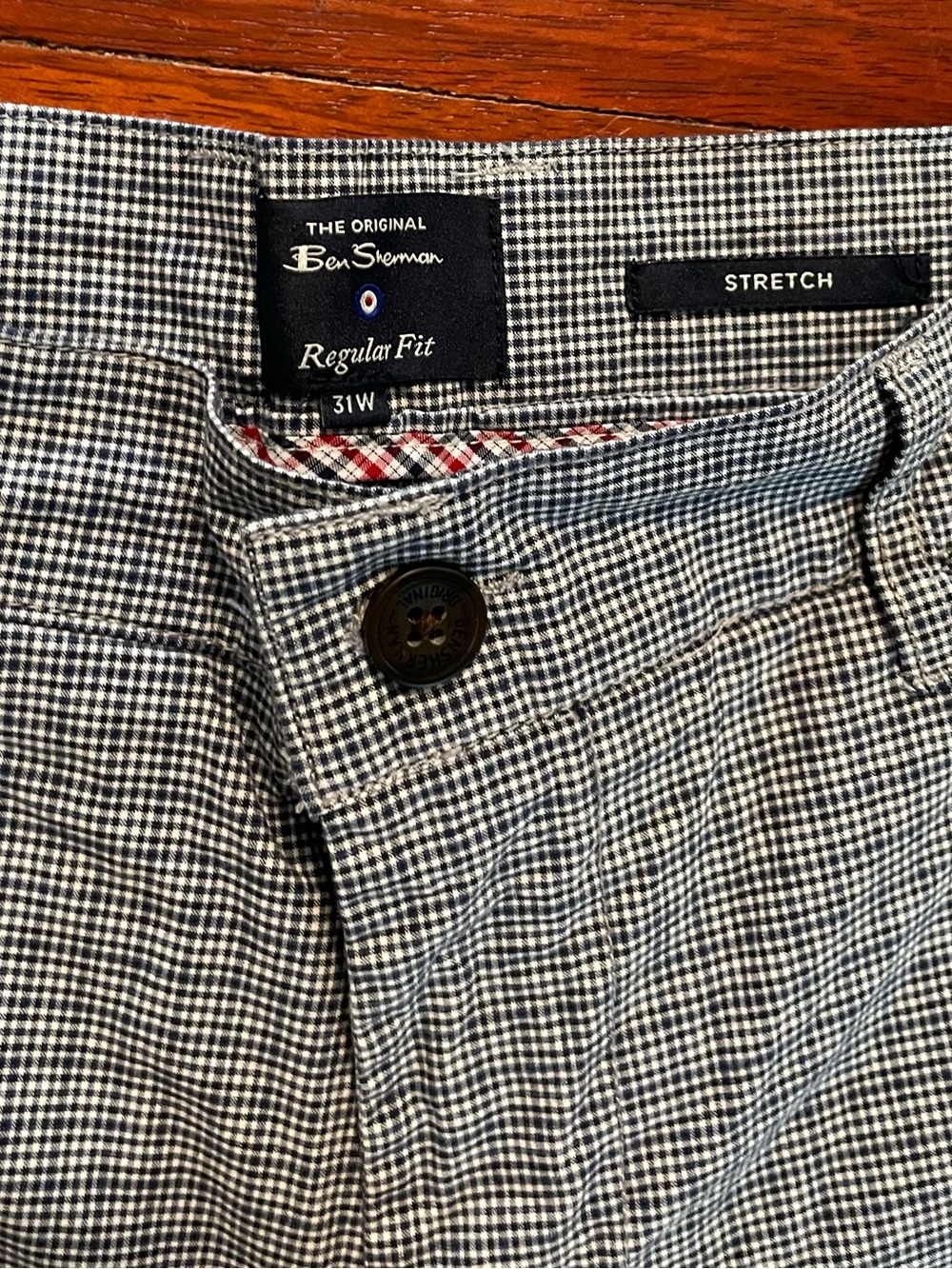 Ben Sherman Mini-Check Flat Front Shorts in Blue and White